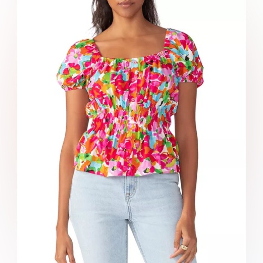 BN Sanctuary Printed Easy Faux Button Front Top - Picture 3 of 7